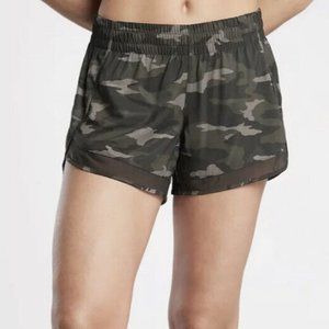 Athleta Camo Printed Mesh Racer Run Shorts 4"